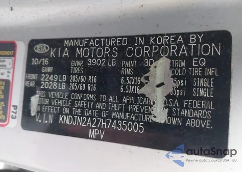 2017 Kia Soul из США, поврежденный, VIN KNDJN2A27H7435005